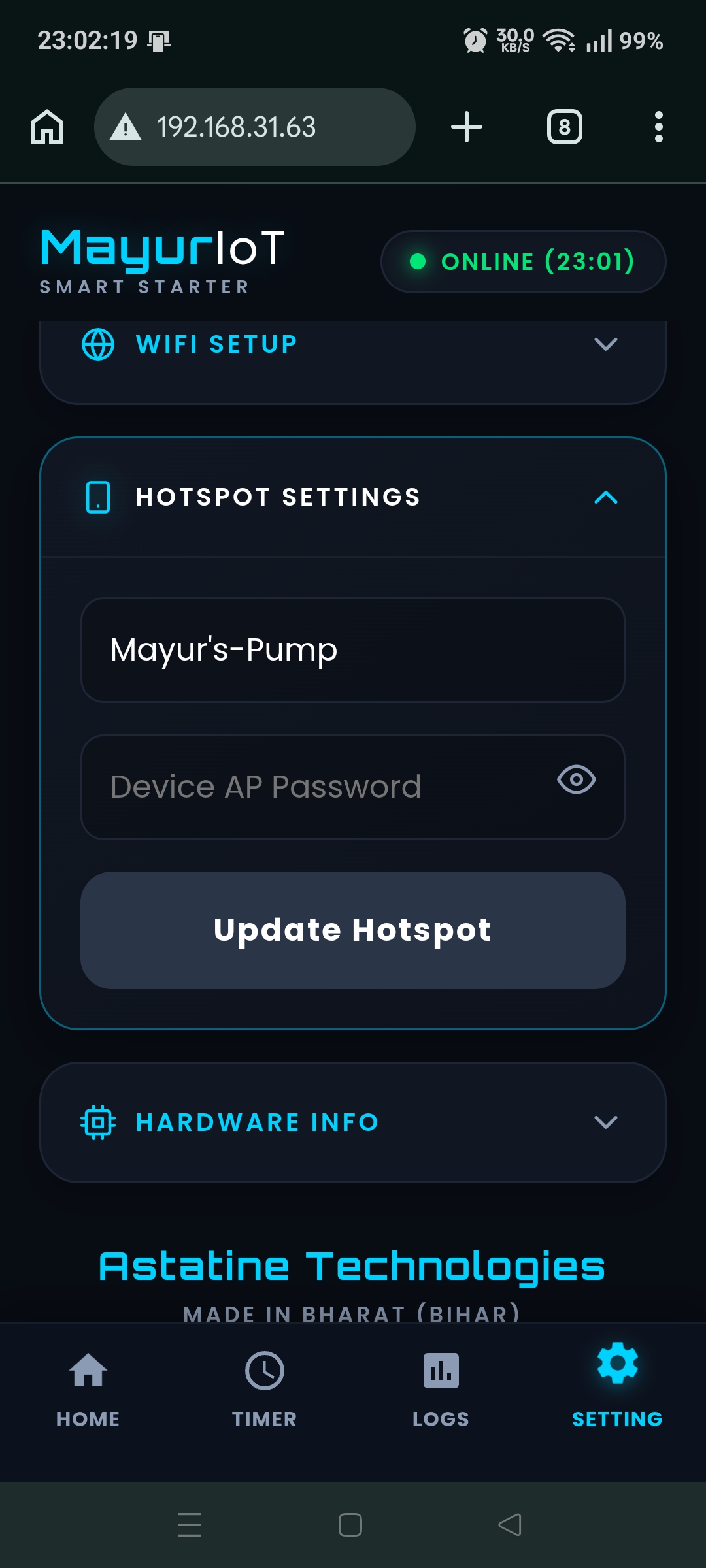 Device Hotspot Setup